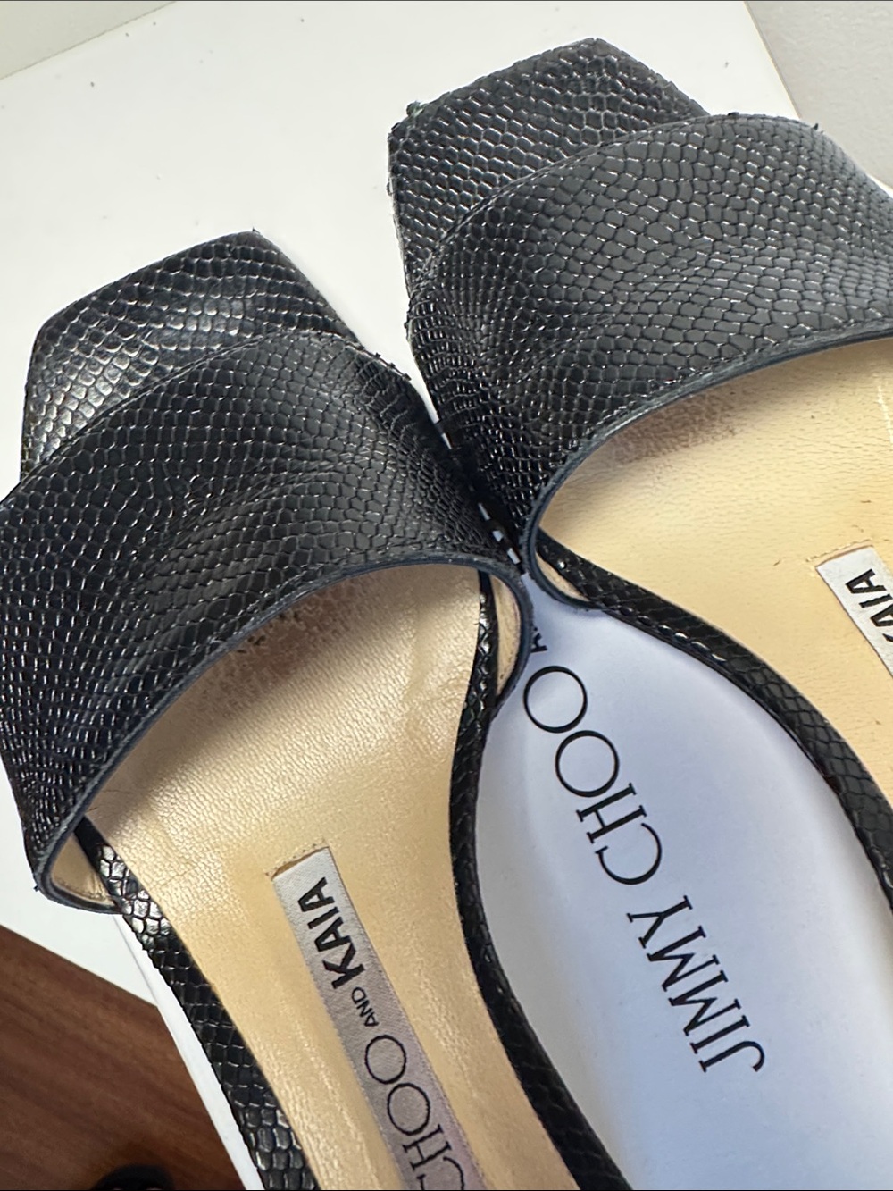 Jimmy Choo x Kaia Gerber Black Leather Slide Heels - Picture 6 of 8